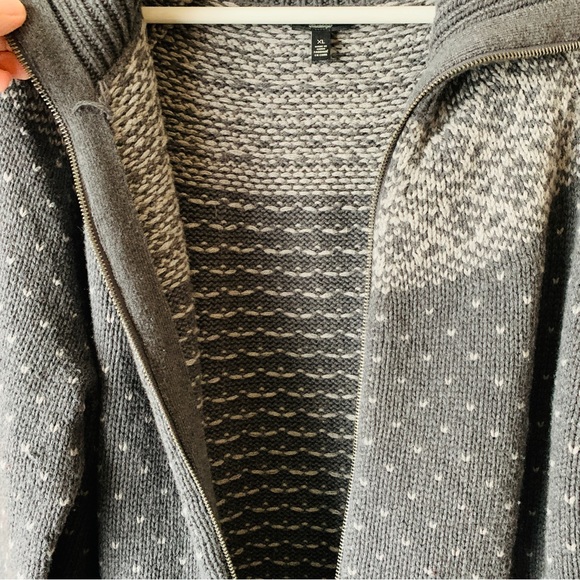 Talbots Front Zip Women’s Cardigan Grey Cream Size XL Cotton Wool With Pockets - Picture 14 of 16